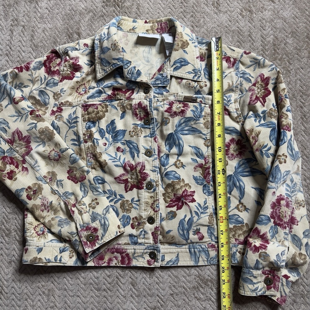 Vintage Liz Claiborne Floral Corduroy 100% Cotton Jacket Cottage Core size Large